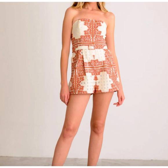 Regina Romper in Black/Red/White